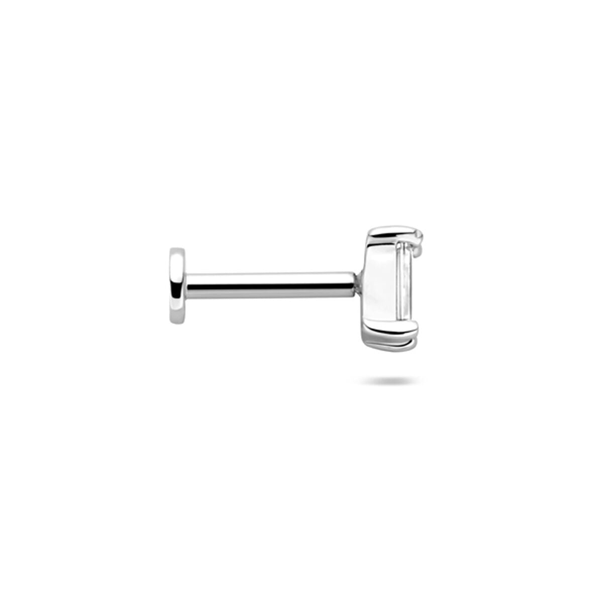Piercing Flat Back in argento 925 rodiato con zirconia