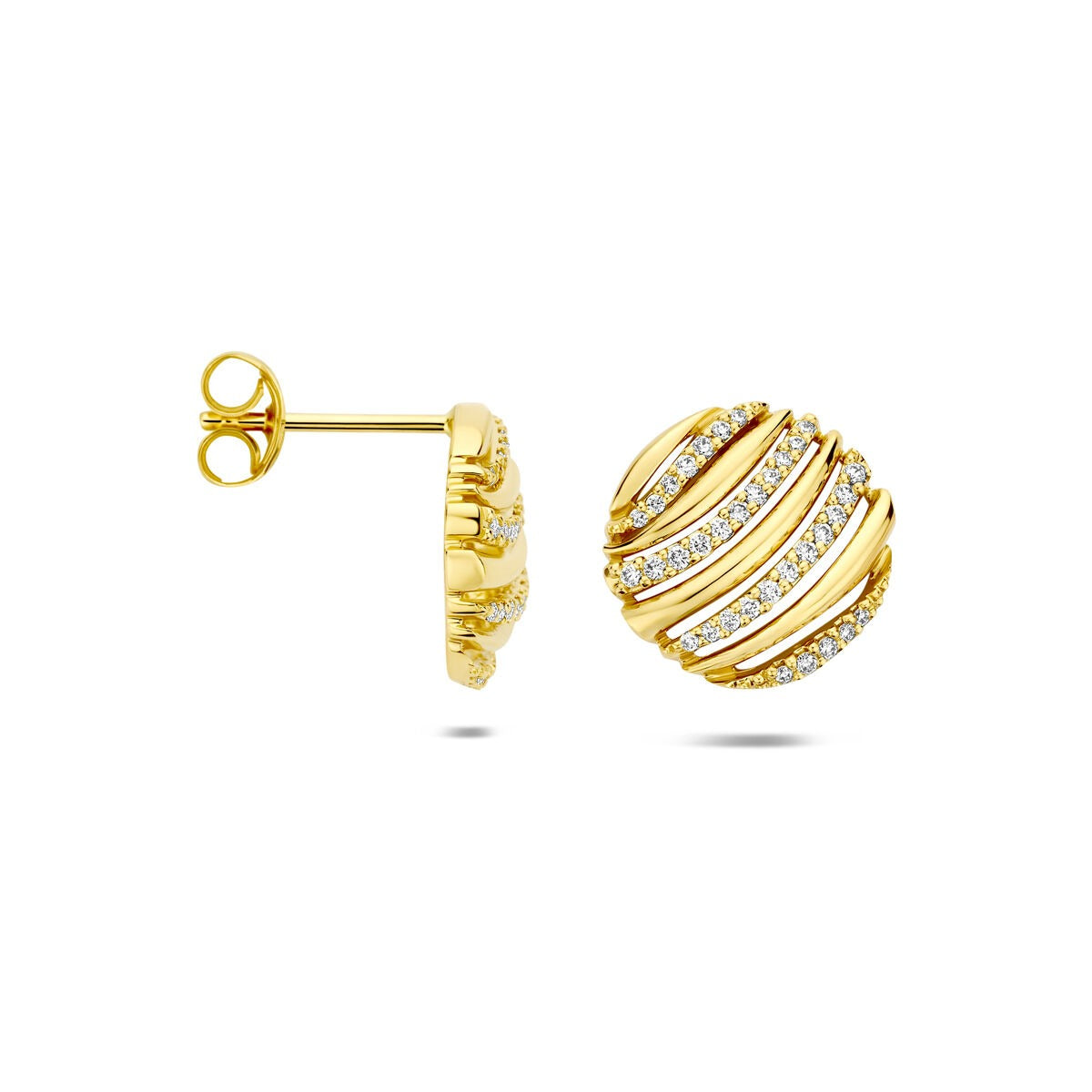 Orecchini a lobo in oro giallo 14k con diamante 0.20ct