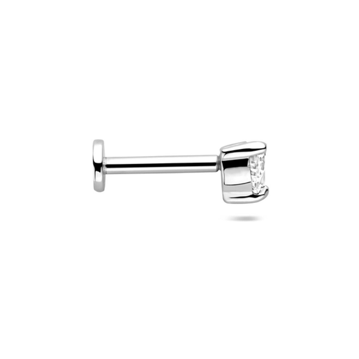 Piercing Flat Back in argento 925 rodiato con zircone