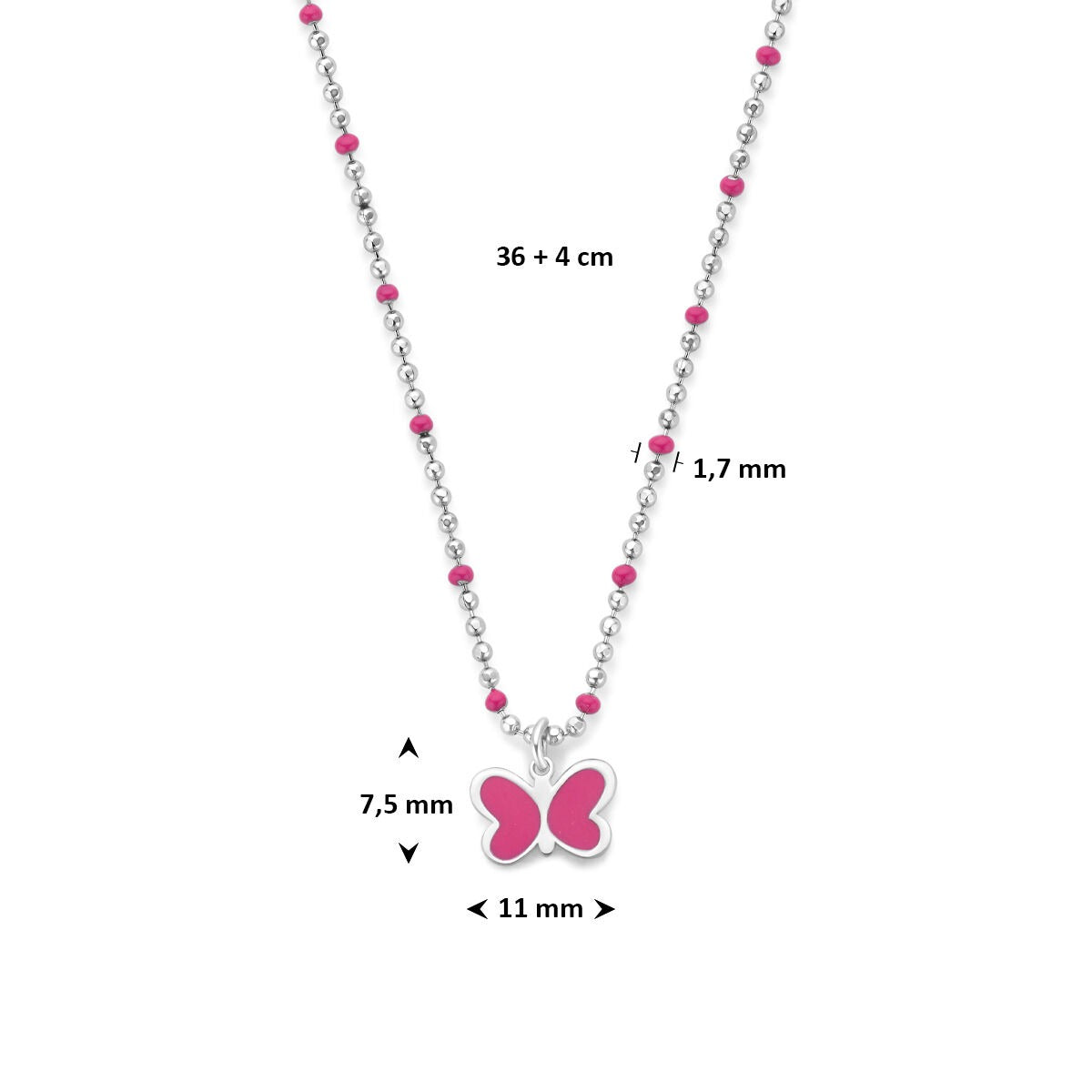 Collana per bambini in argento 925 rodiato con farfalla