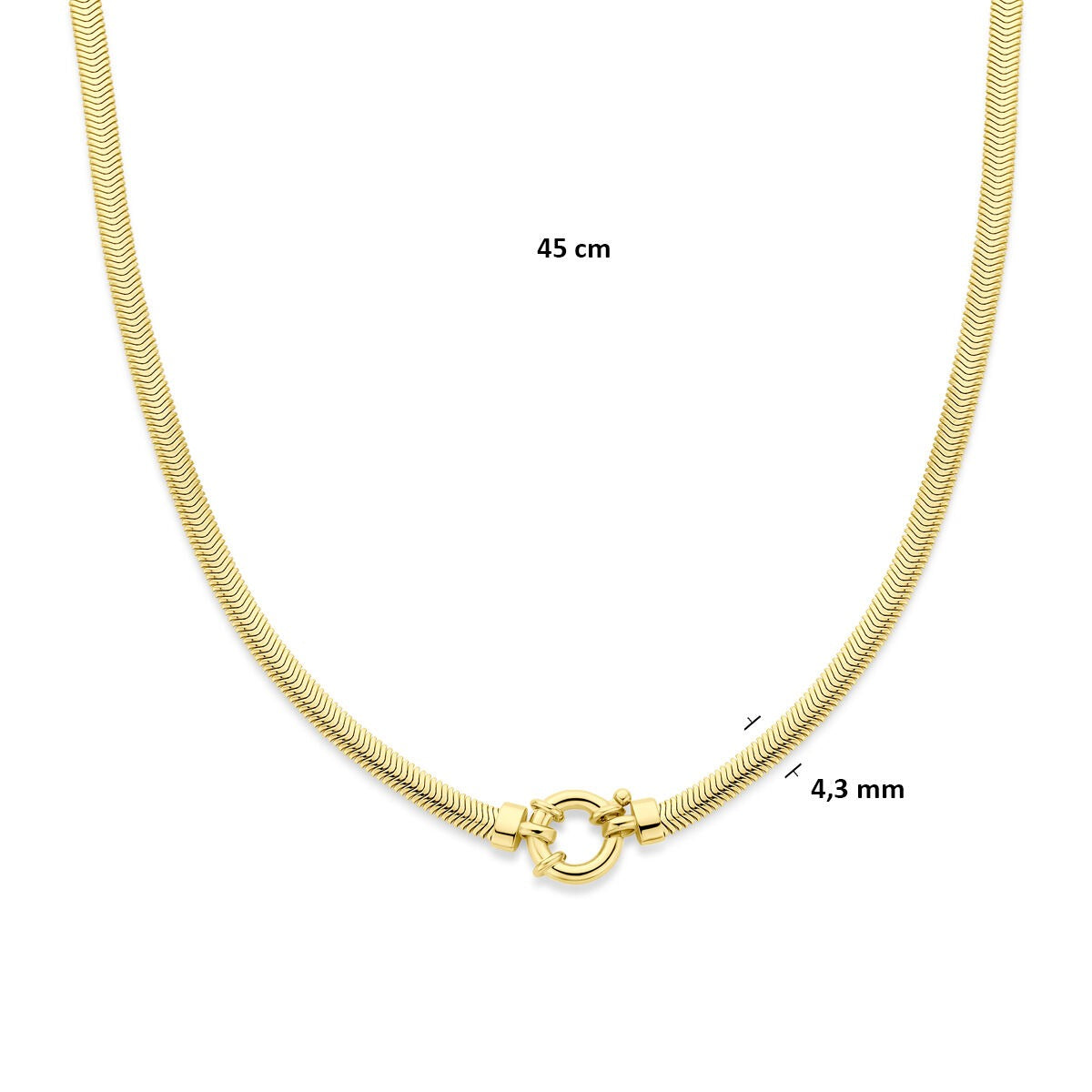 Collana in argento 925 dorato a serpente piatta