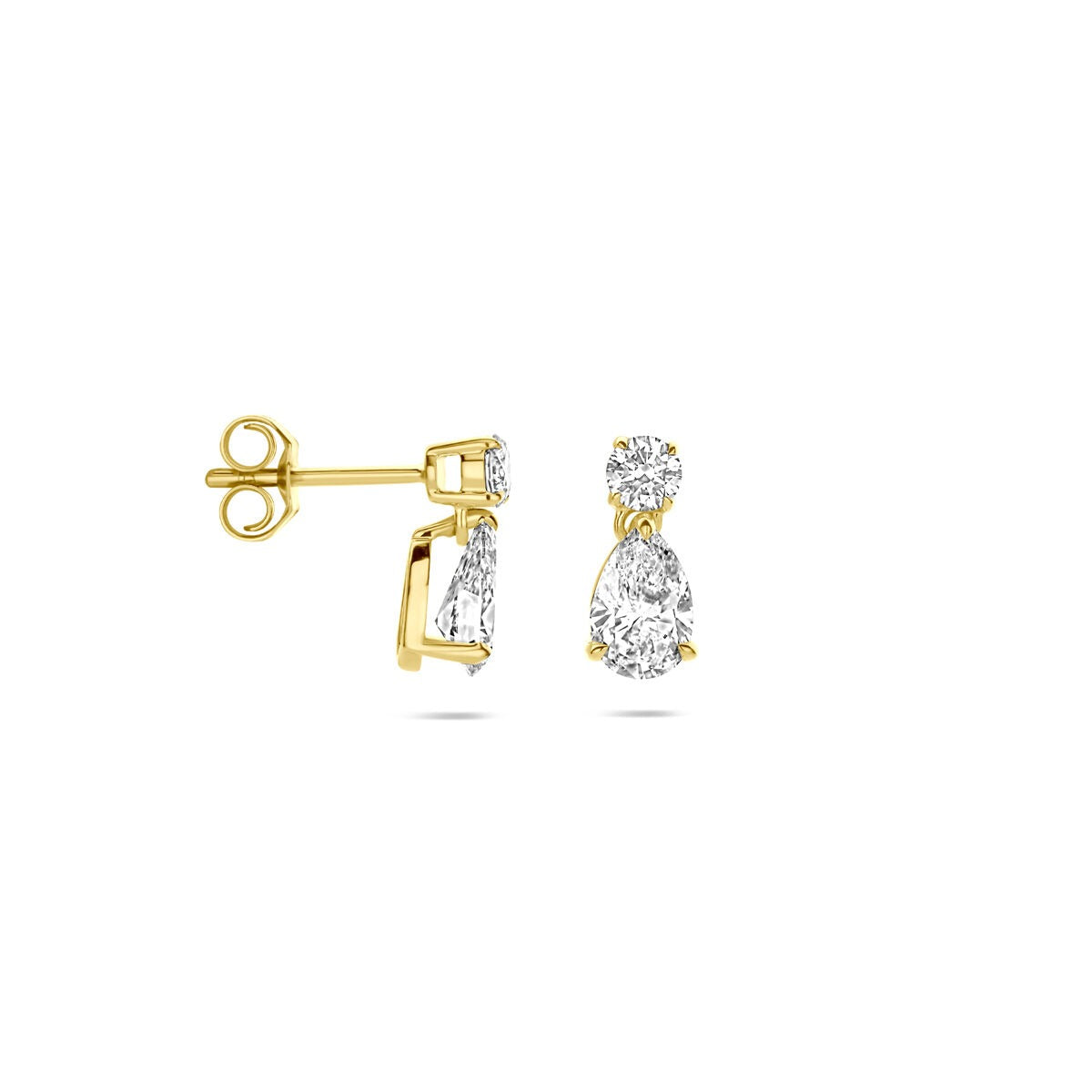 Orecchini pendenti in oro giallo 14k con diamante lab grown a pera – 1,25 ct