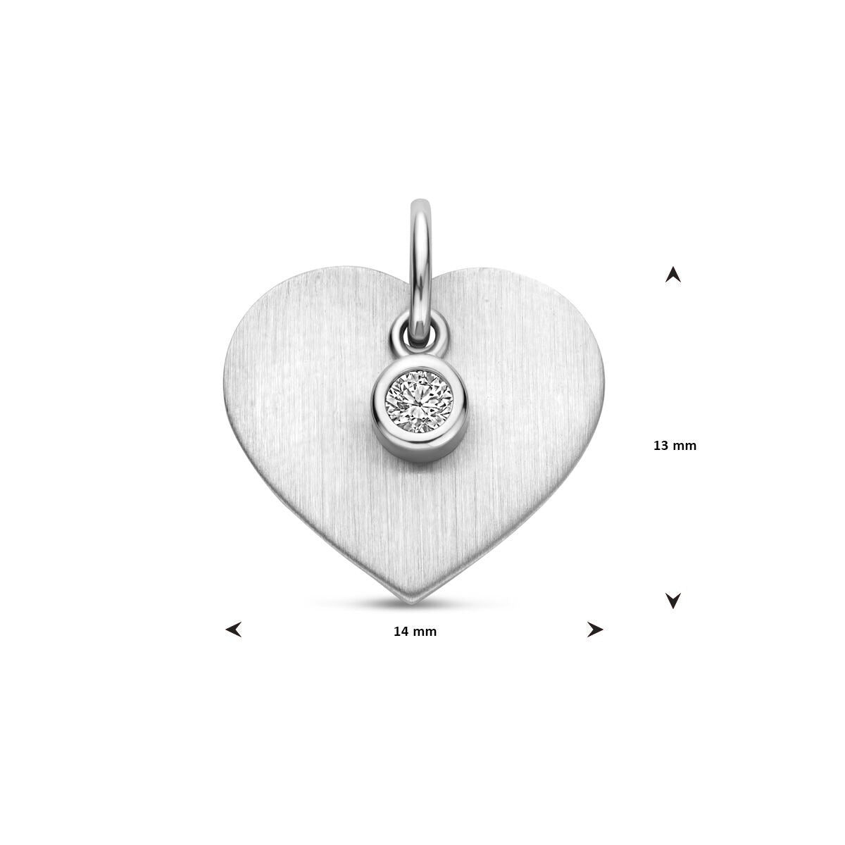 Ciondolo da incidere a cuore in argento rodiato con zircone