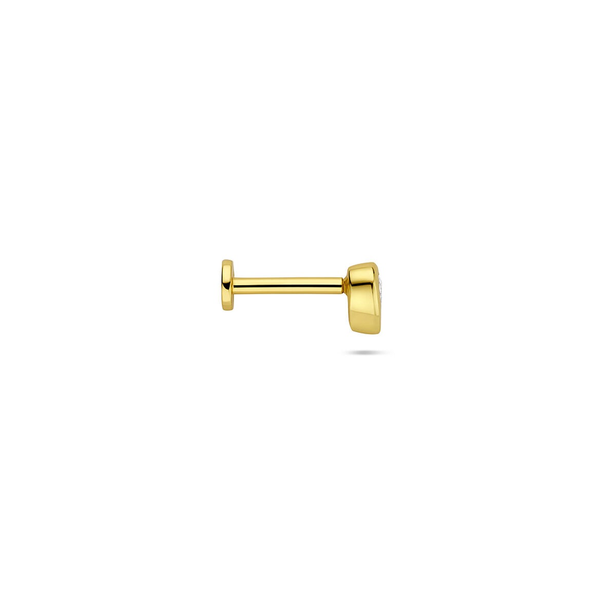Piercing flat back in argento 925 dorato con zirconia a forma di cuore