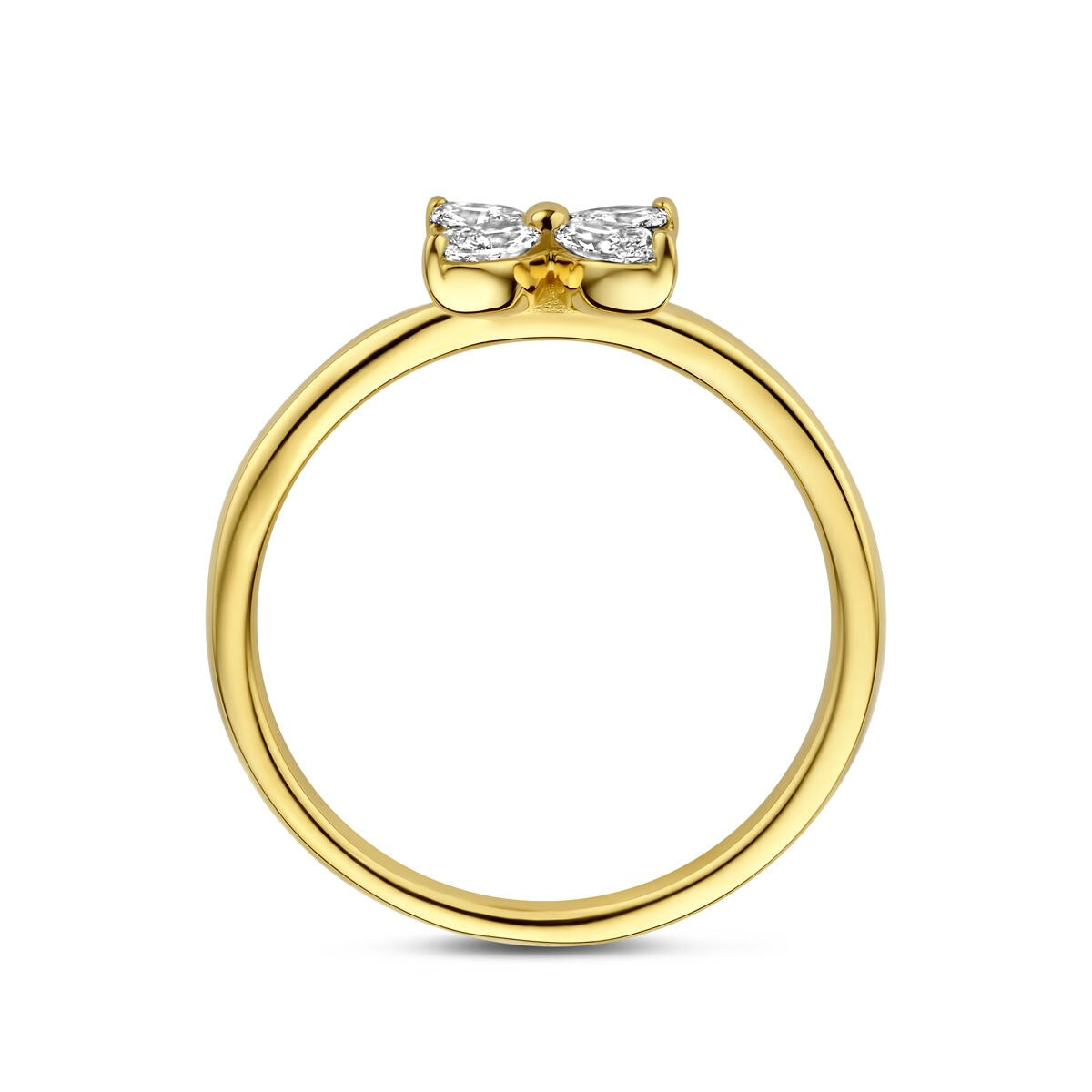Anello in oro giallo 14k con fiore in diamanti lab grown
