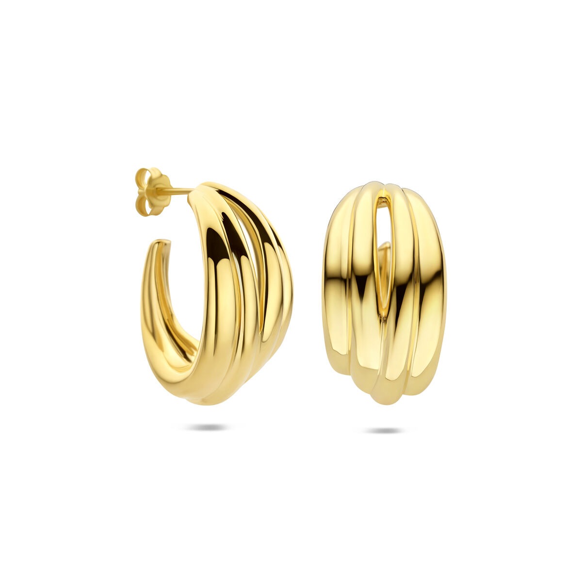 Orecchini a perno in argento placcato – forma elegante con lucentezza dorata
