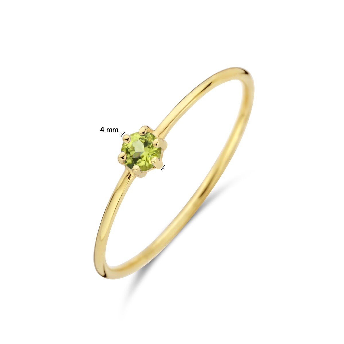 Anello in oro giallo 14K con peridoto – taglio brillante