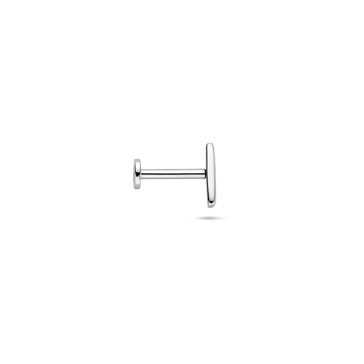Piercing flat back in argento rodiato a forma di barretta