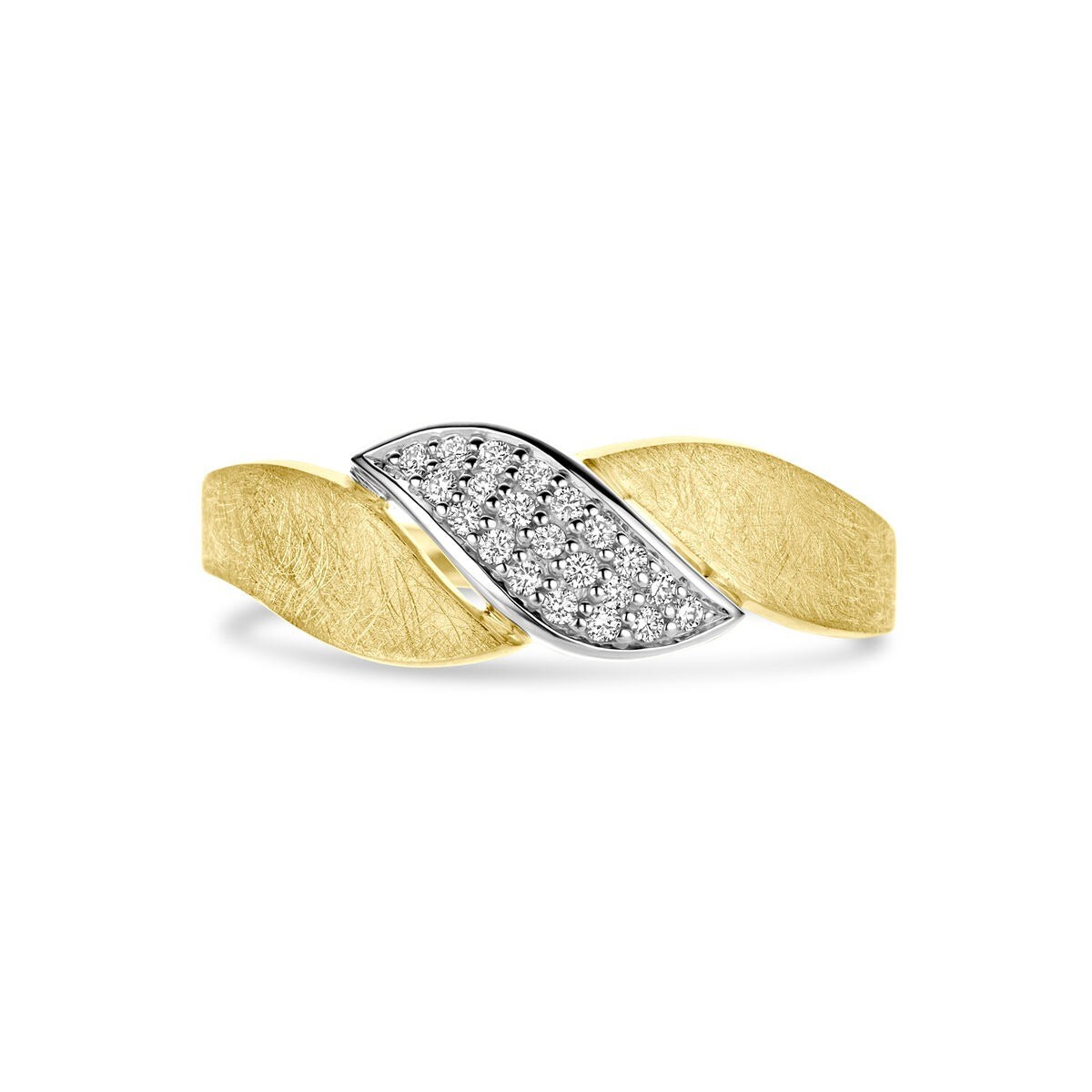anello lucido/opaco diamante 0.08ct h si 14K oro bicolore giallo/bianco