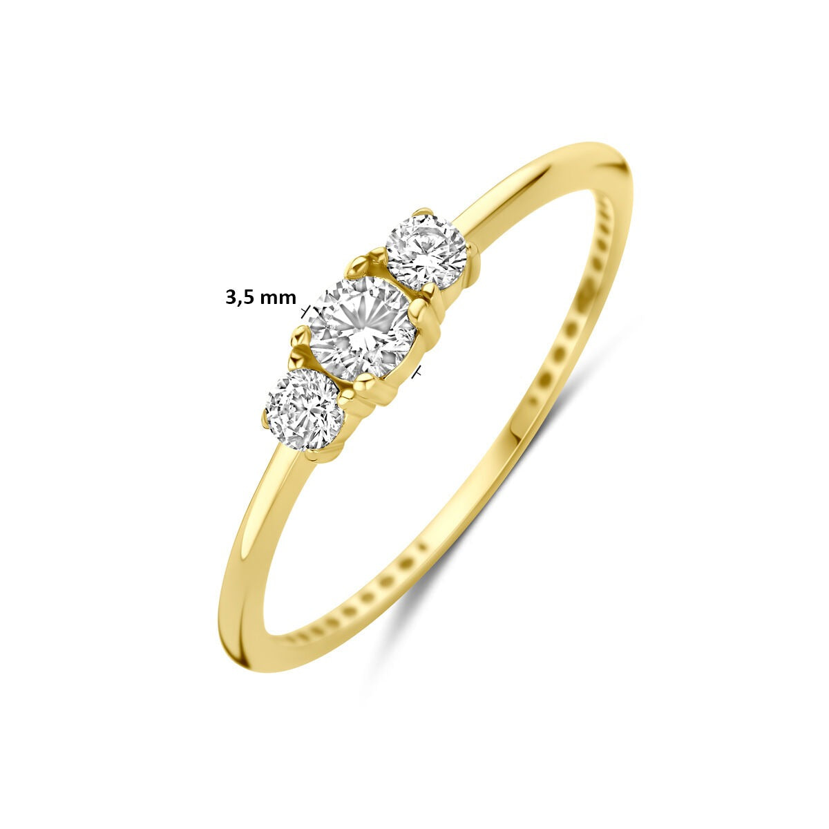 Anello da donna 9k in oro giallo con zirconia – largo 3,5 mm