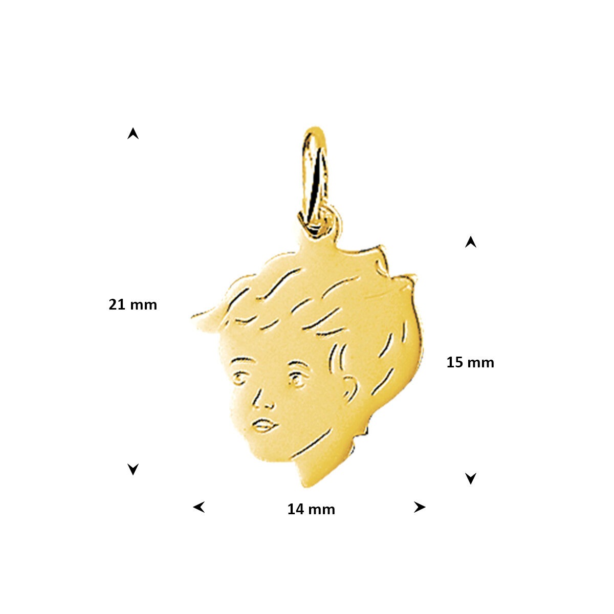 Ciondolo profilo bambino in oro giallo 9k