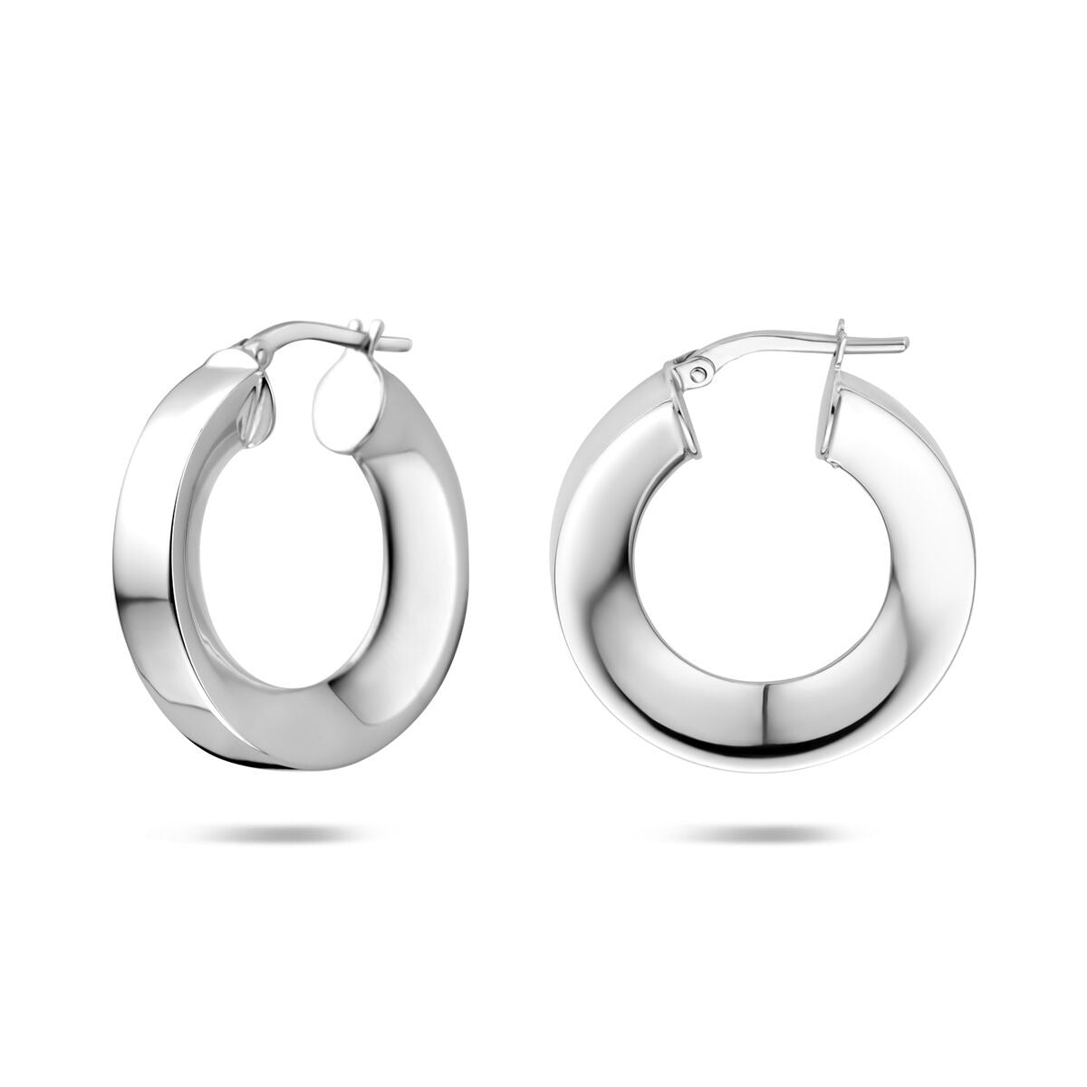 Orecchini a cerchio da donna in argento rodiato – spessore 5 mm