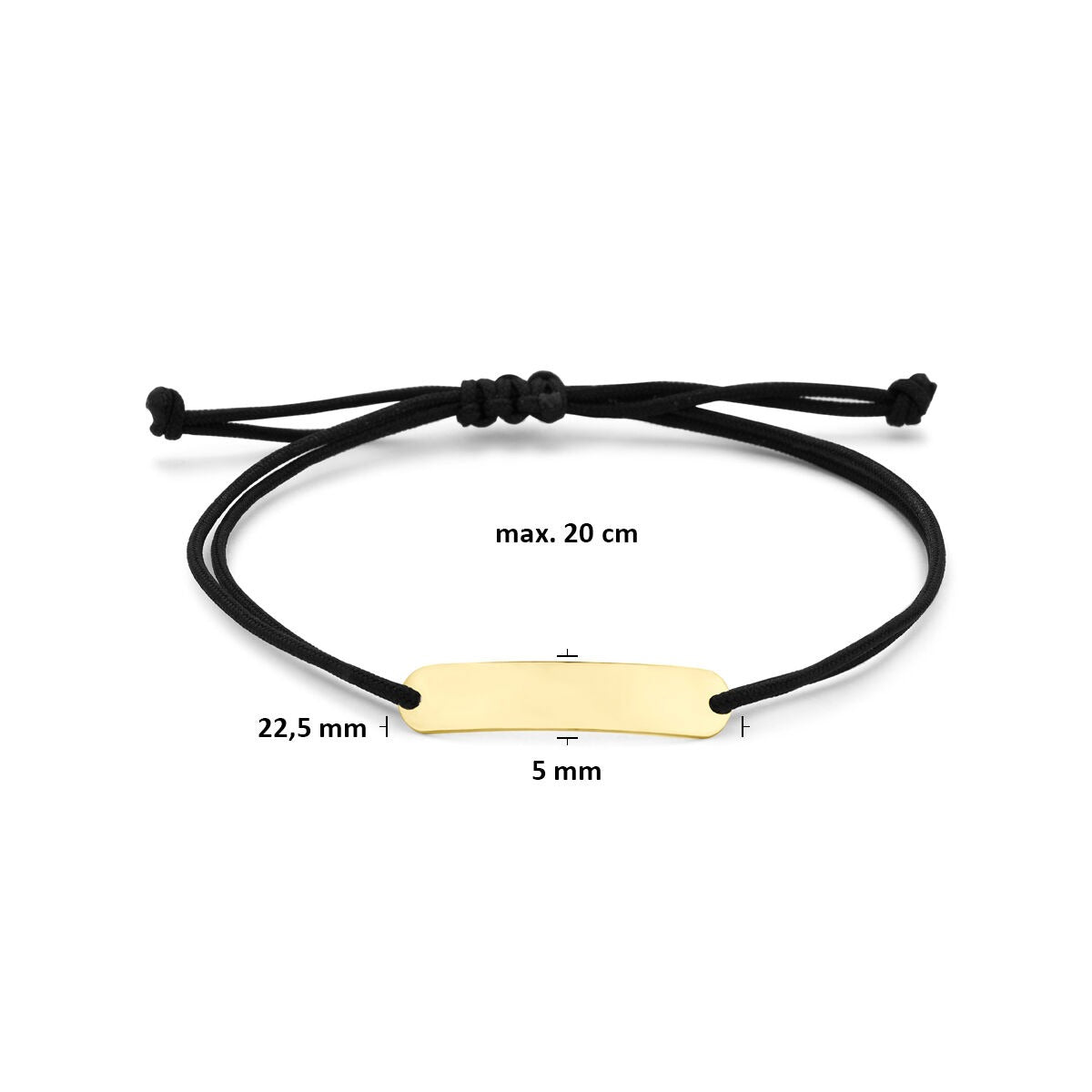 Bracciale da incisione in oro giallo 14k con poliestere nero