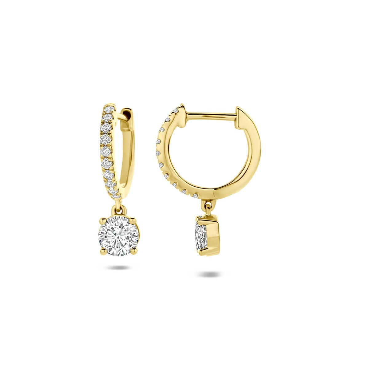 Orecchini a cerchio in oro giallo 14k con diamante lab grown 2.48 ct