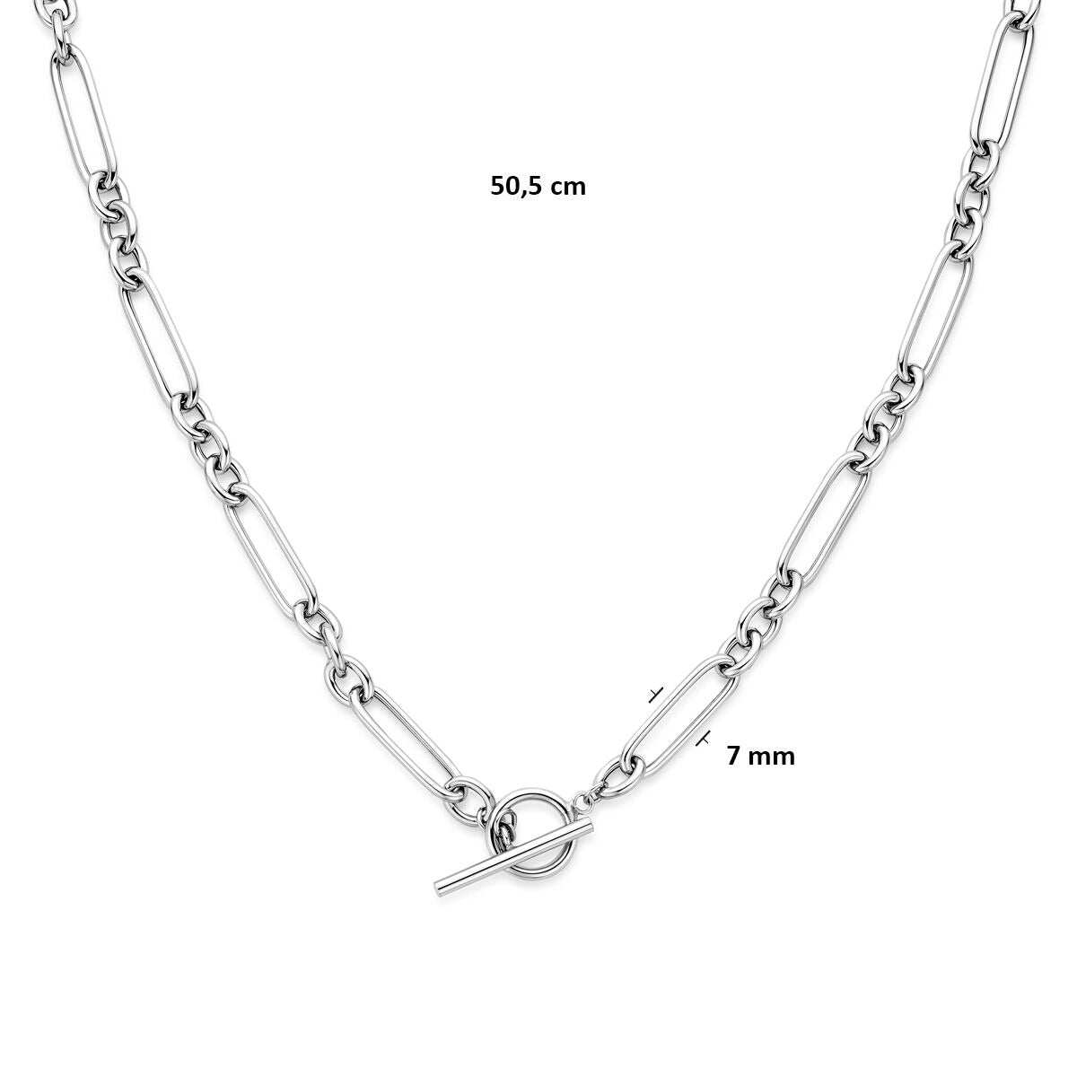 Collana in argento 925 rodiato con maglia ad ancora e chiusura a gancio girevole