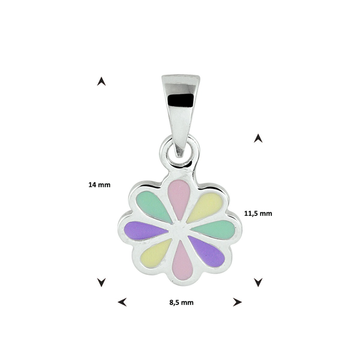 Ciondolo fiore in argento con smalto colorato