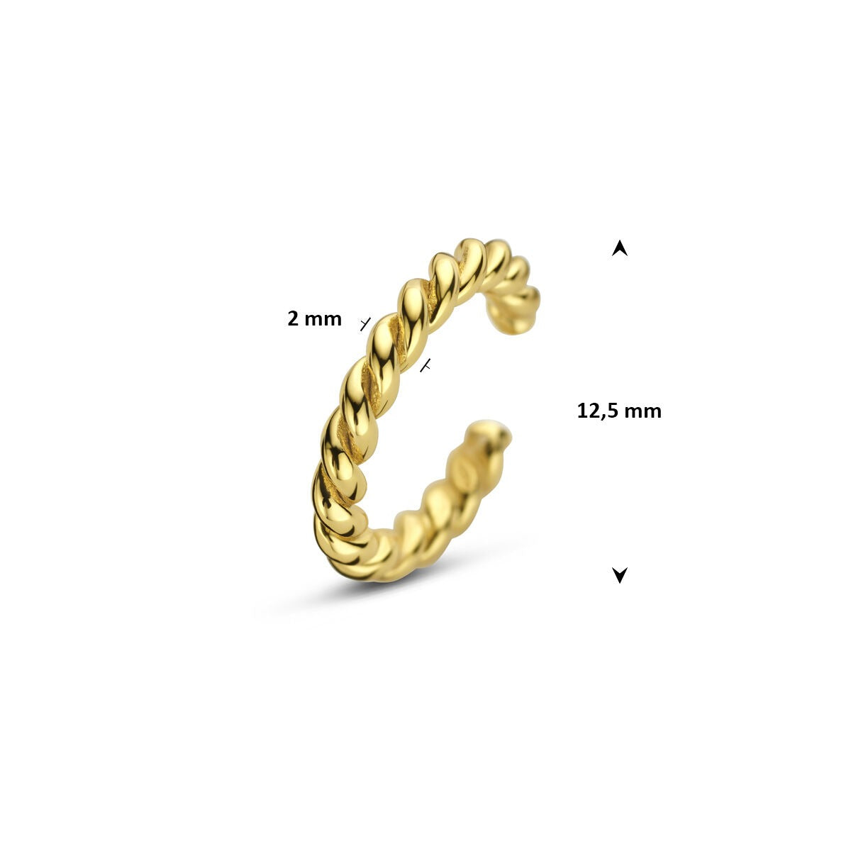Ear cuff in argento placcato – accento dorato minimalista senza piercing