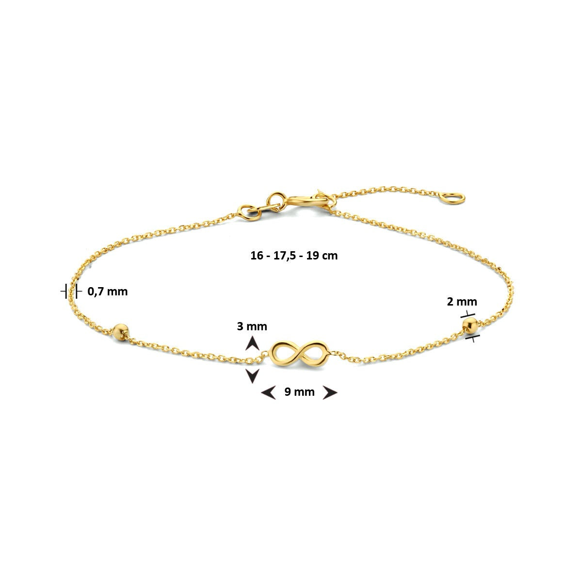 Bracciale in oro giallo 9k Infinity