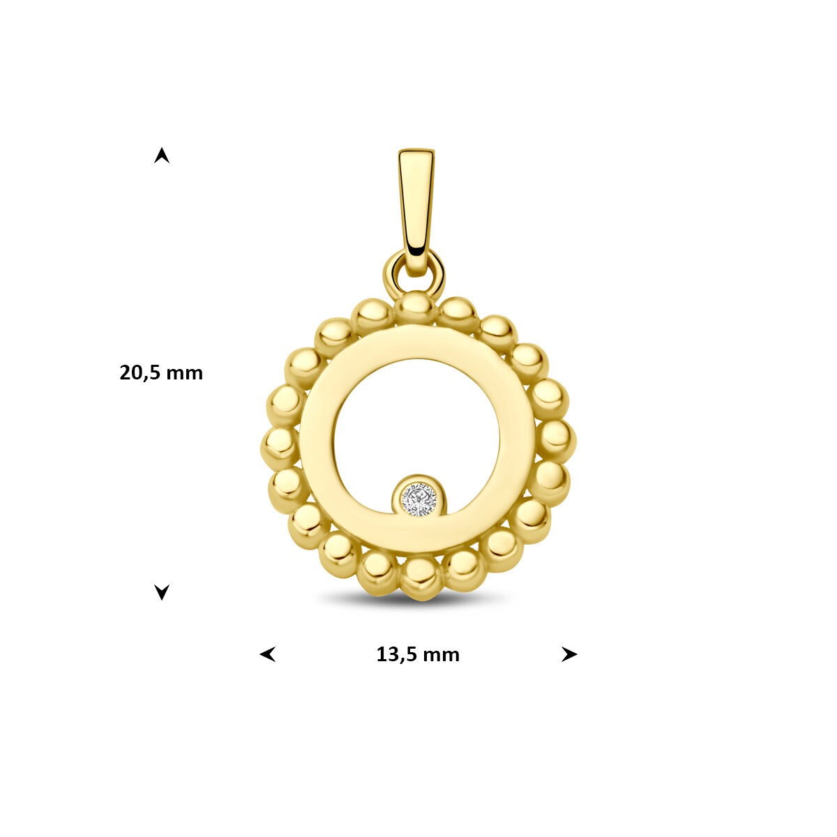 Ciondolo tondo in oro giallo 9k con zircone