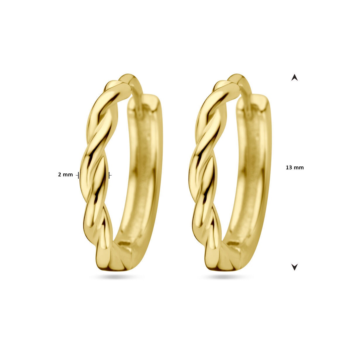 Orecchini a Cerchio in Argento Placcato Oro – Ritorti 13x2 mm