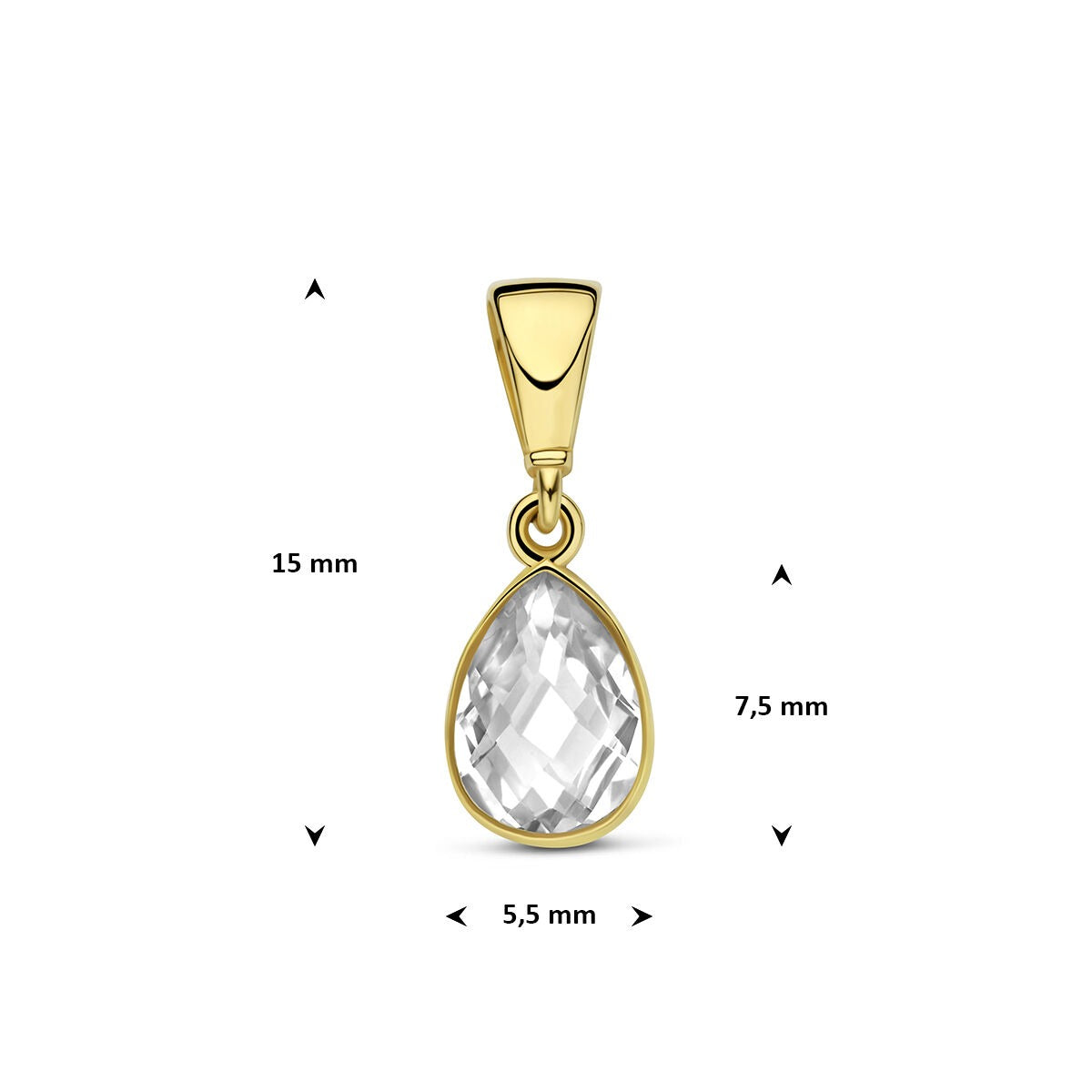 Ciondolo in oro giallo 9k con zircone a forma di pera