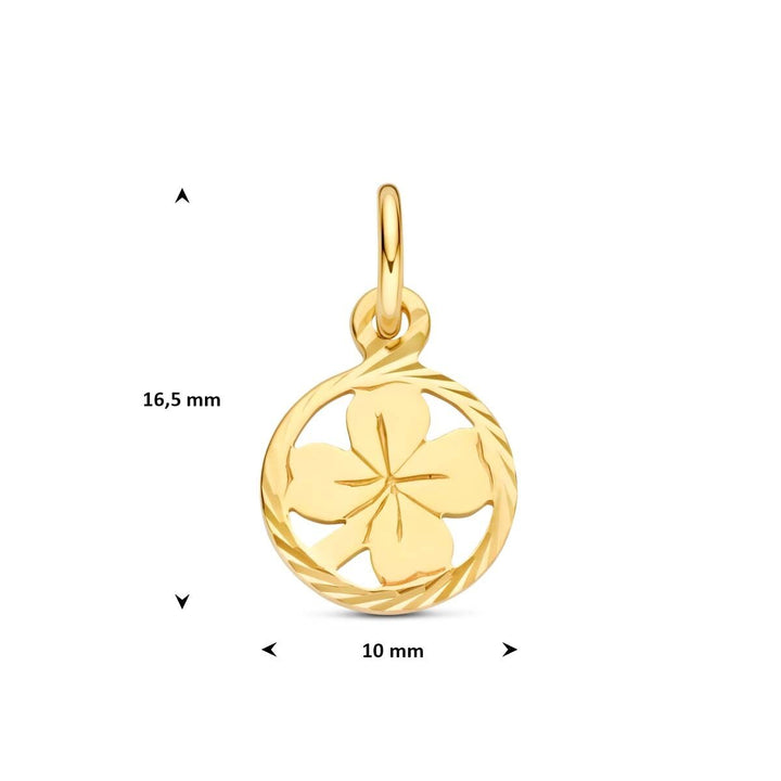 9k Geelgouden klaver hanger