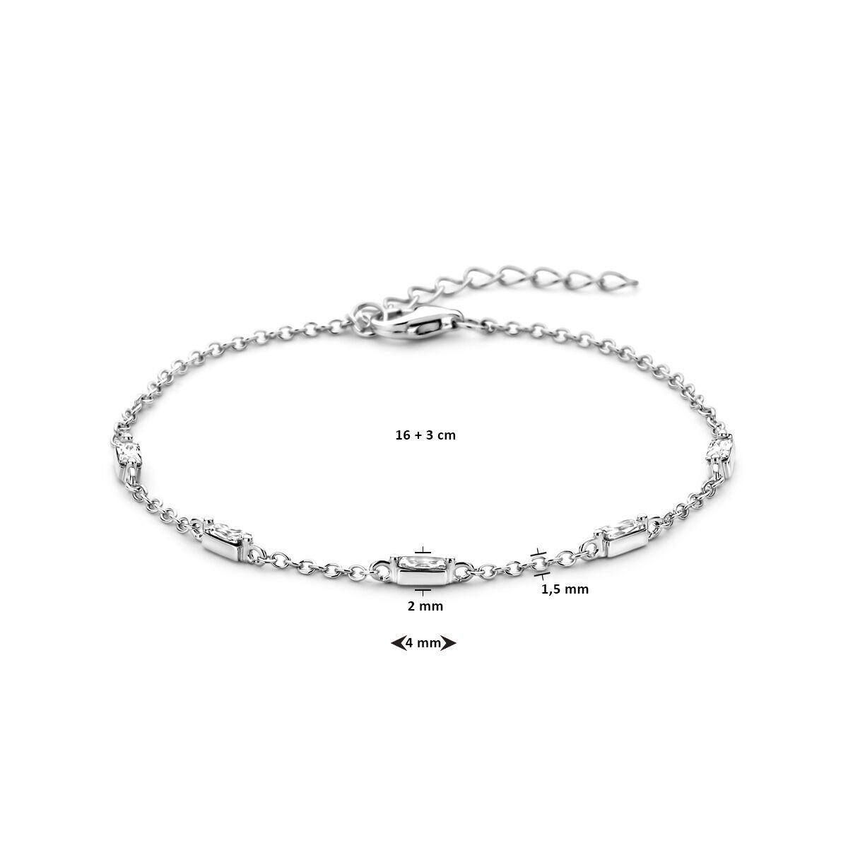 Bracciale in argento con zircone – argento 925 rodiato