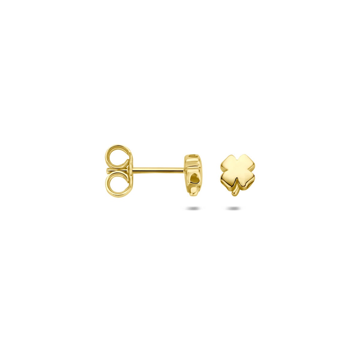 Orecchini a bottone trifoglio in oro giallo 14k