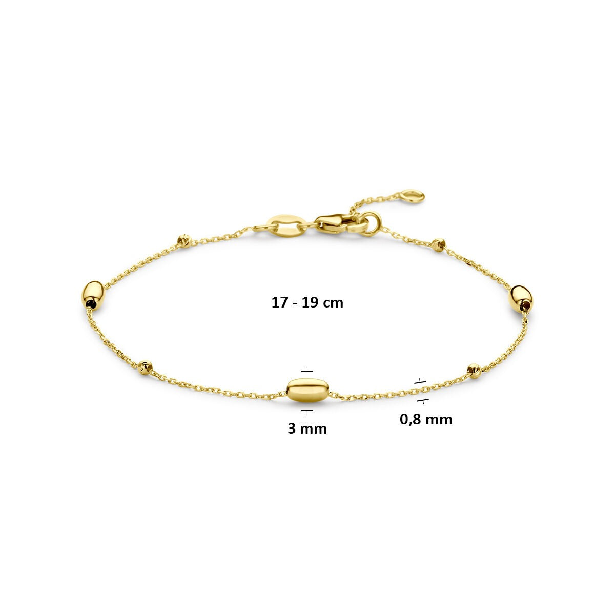 Bracciale in oro giallo 14k con sferette e bastoncini