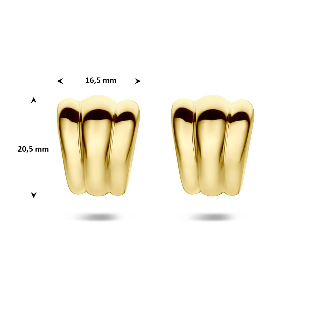 Orecchini a bottone in argento 925 placcato oro 20,5 x 16,5 mm da donna