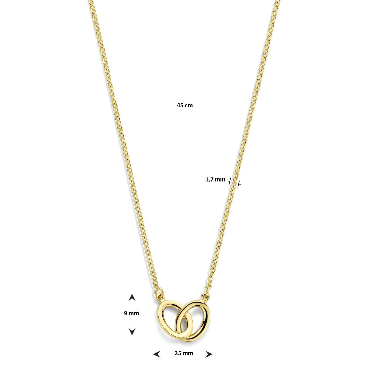 collana da donna in oro giallo 14K con maglie ovali