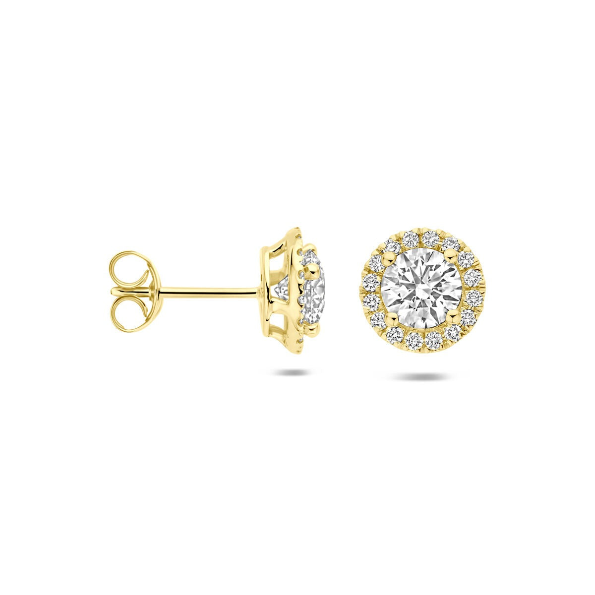 Orecchini a Bottone in Oro 14k con Diamante Lab Grown