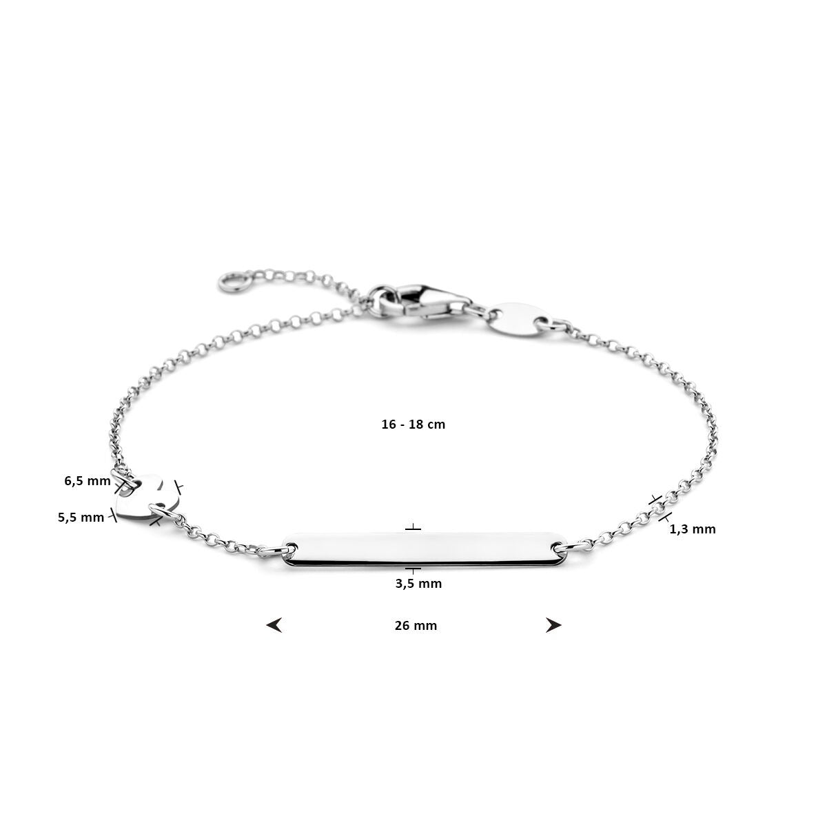Bracciale da Incidere in Argento Rodiato da Donna con Cuore