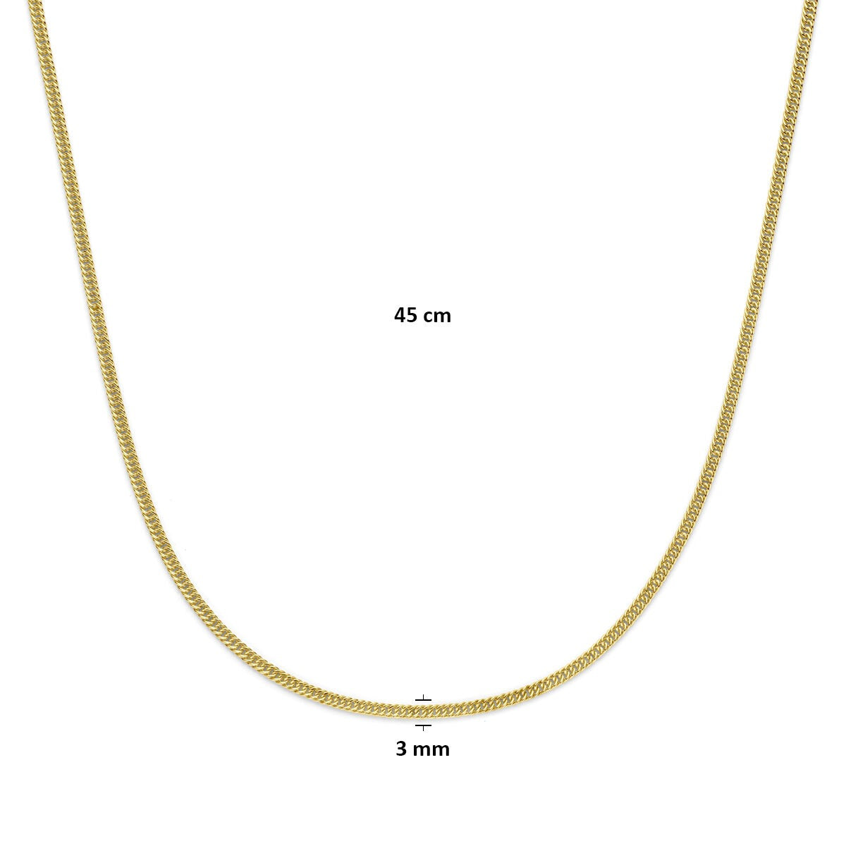 Collana gourmette in oro giallo 14k con anima in argento – 45cm