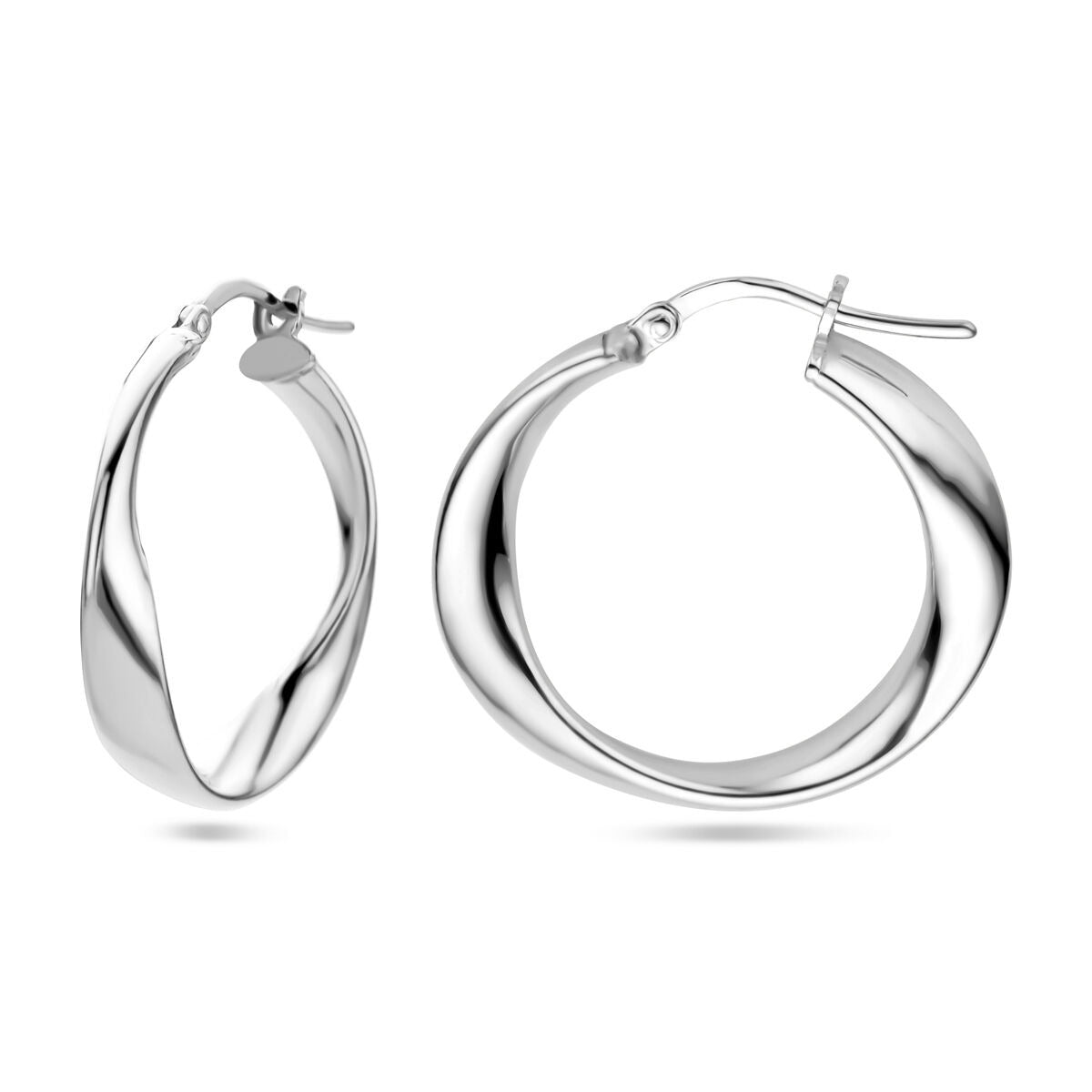Orecchini a cerchio da donna in argento – rodiato 26 mm