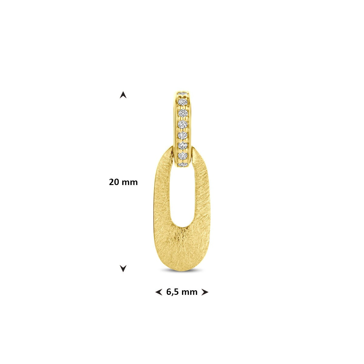 ciondolo in oro giallo 14k con diamante taglio brillante 0.03ct h si 20 mm