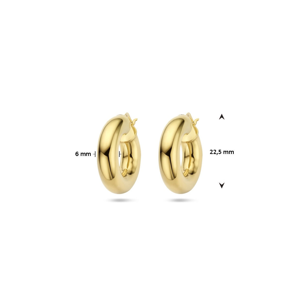 Orecchini a cerchio in argento dorato con tubo rotondo 6mm