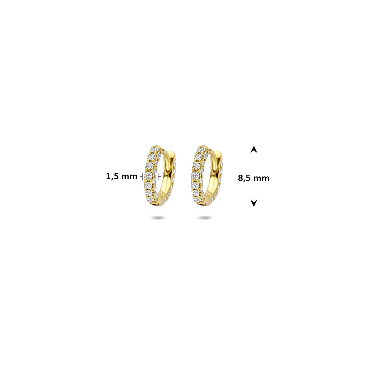Orecchini a cerchio con chiusura a scatto in oro giallo 14k con diamanti lab grown – taglio brillante