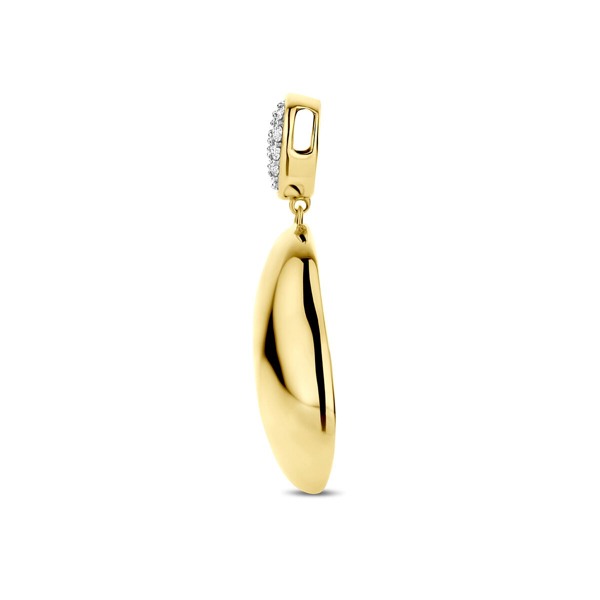 Ciondolo in oro con diamante – 14k oro giallo, pavé 0.20ct h si 34 mm