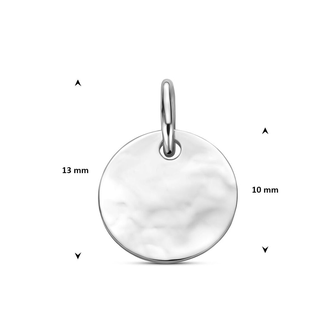 Gerhodineerd zilveren ronde graveerhanger