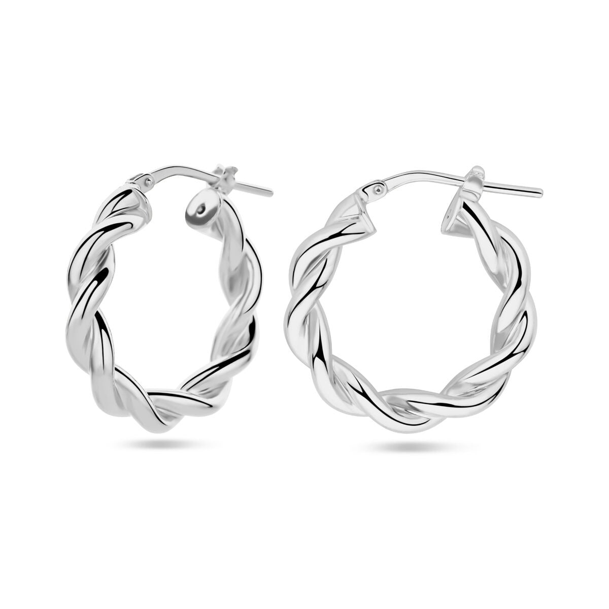 Orecchini a cerchio ritorti in argento rodiato 23 mm