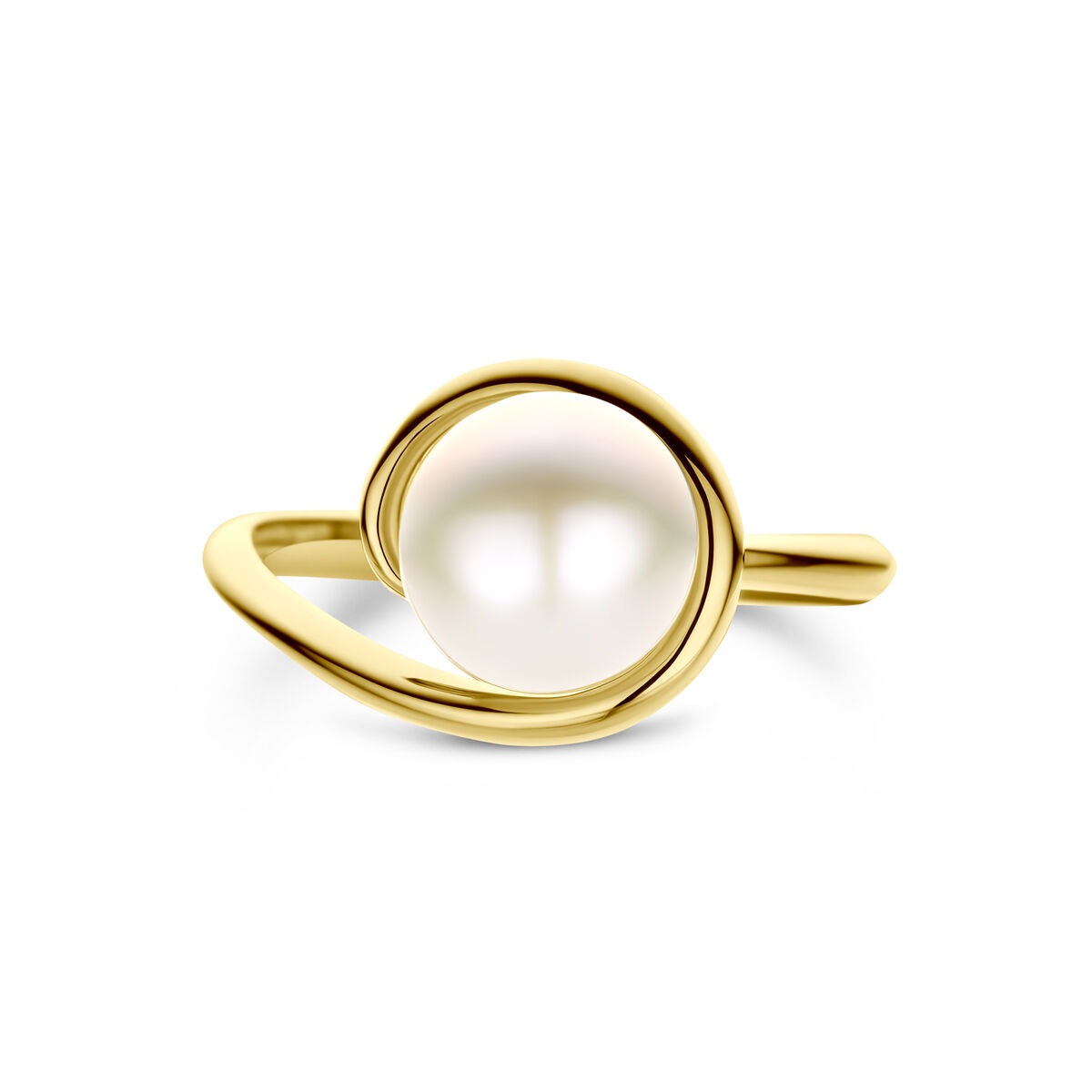 anello in oro giallo 14k con perla