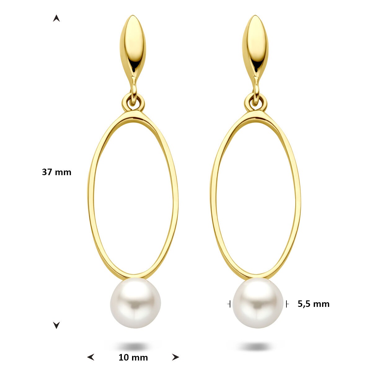 Orecchini pendenti in oro giallo 14k con perla 37 mm