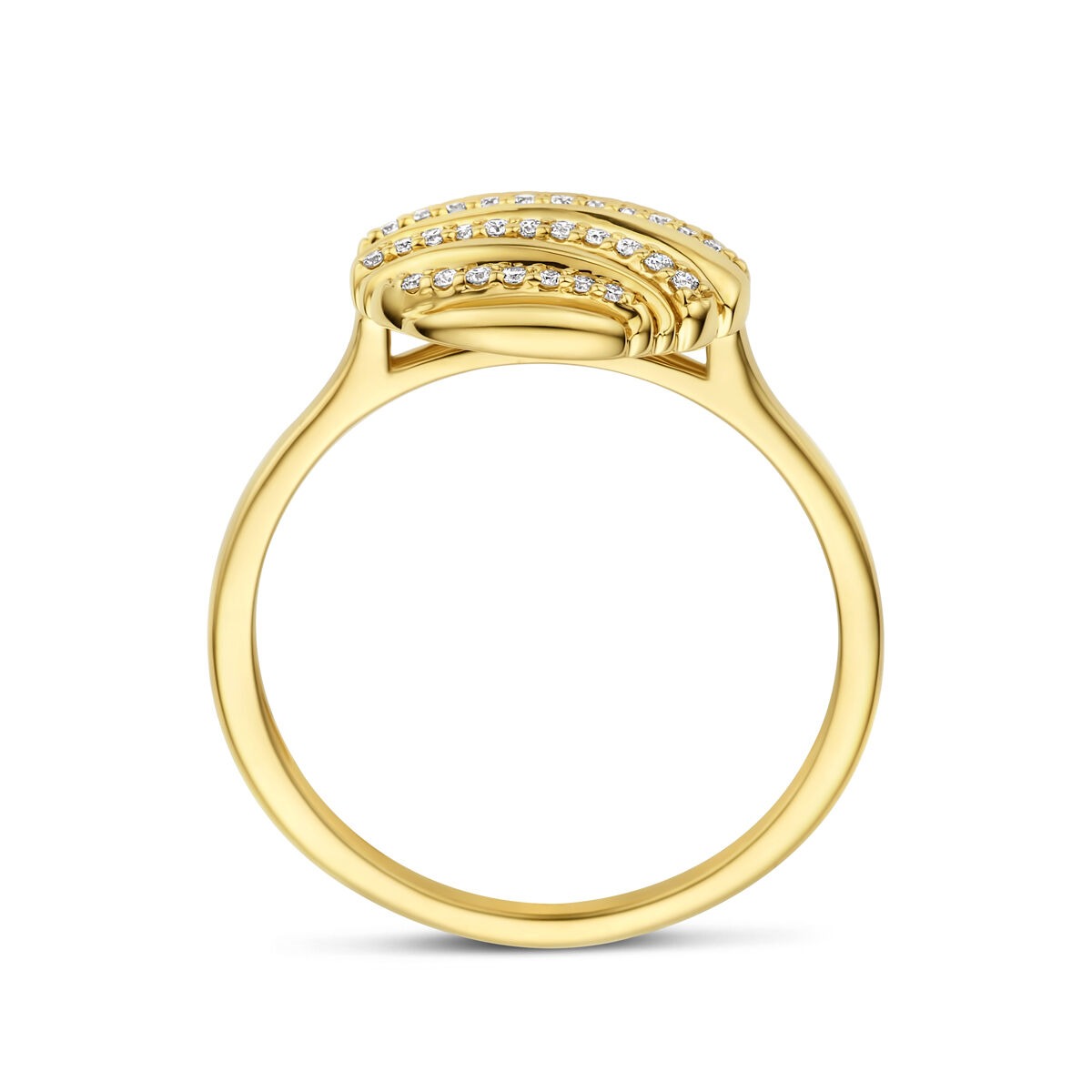 Anello in oro giallo 14k con diamante 0.09ct design rotondo