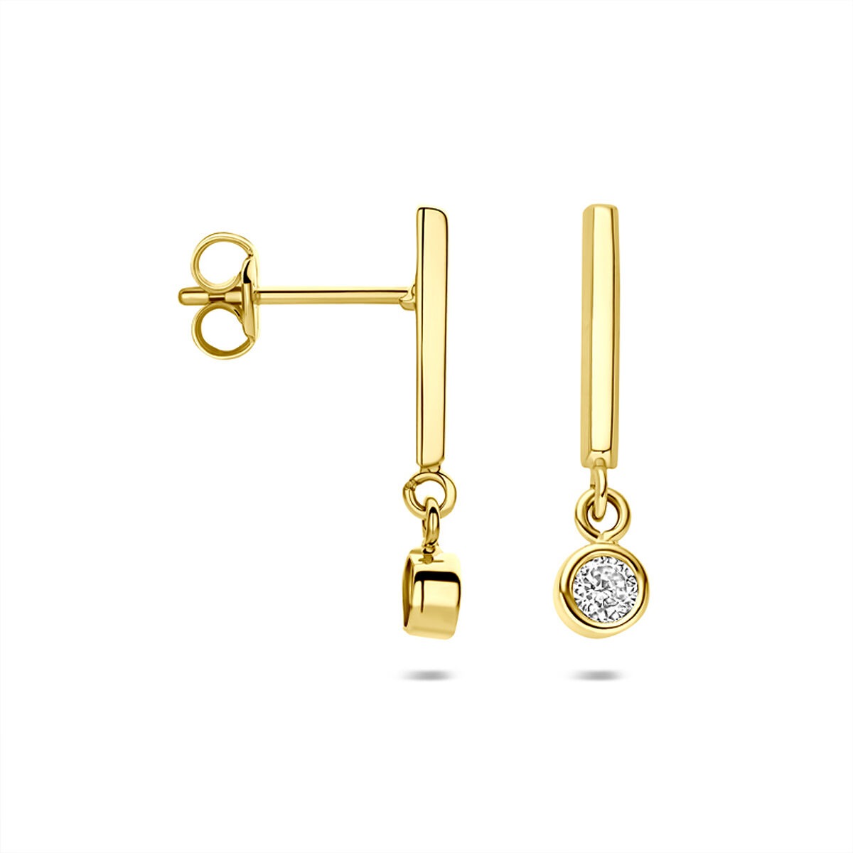 Orecchini pendenti in oro giallo 14k con zirconia taglio brillante