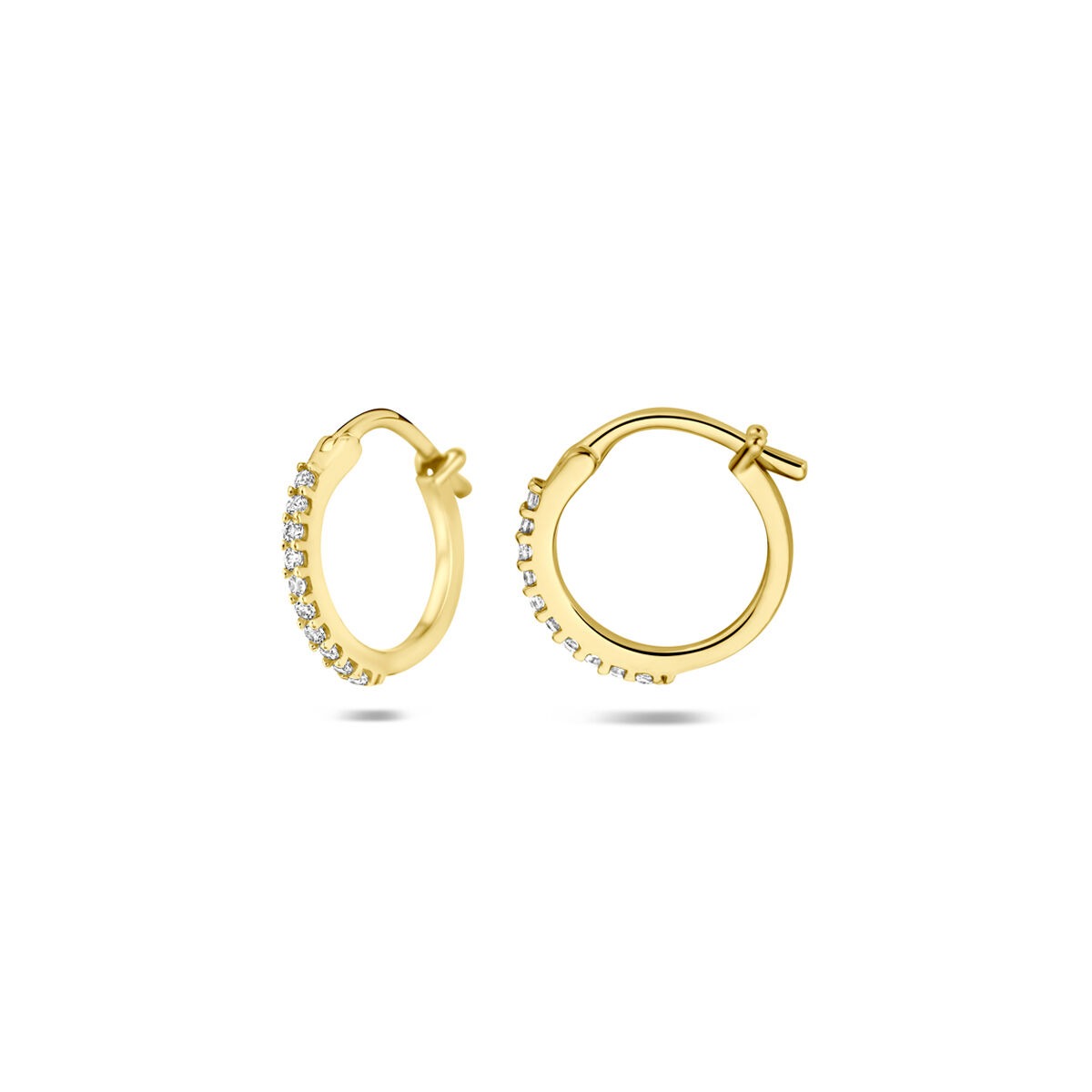 Orecchini a cerchio in oro giallo 14k con zirconi
