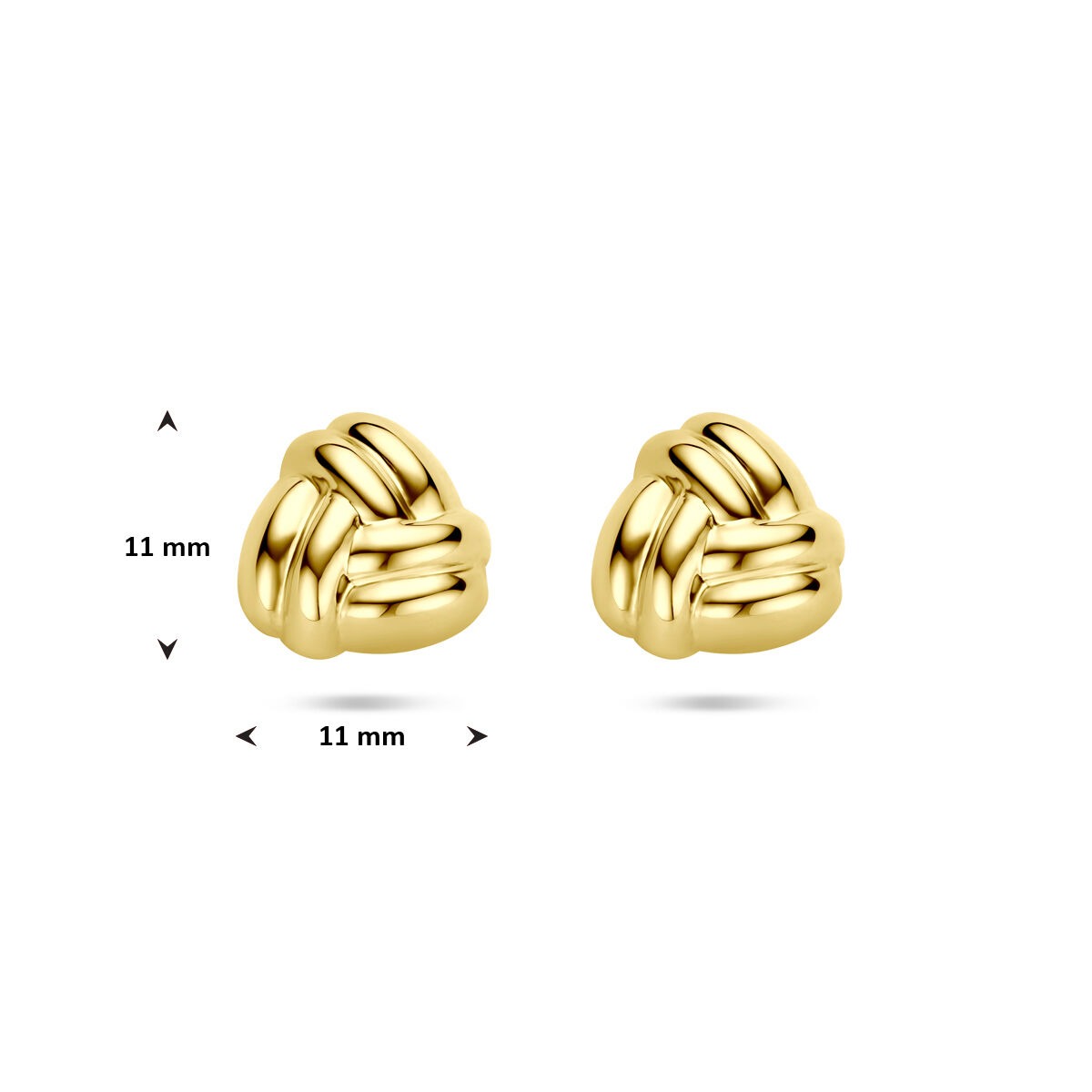 Orecchini a bottone in oro giallo 14k da donna 11 mm