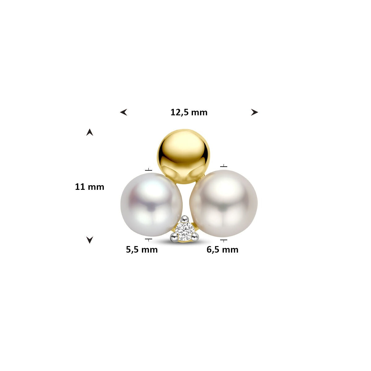 Ciondolo in oro con perla e diamante 14k 0.02ct h si 11 mm