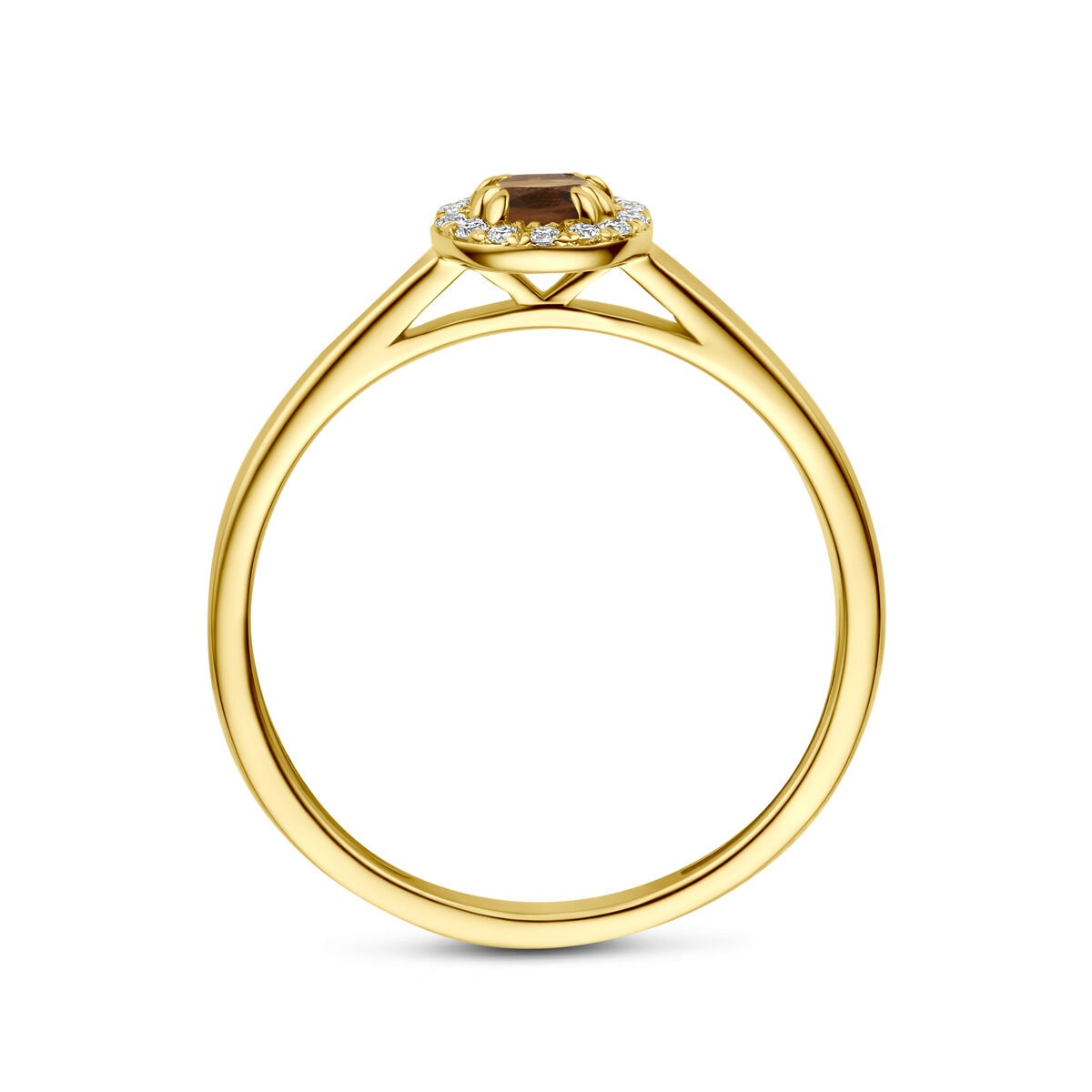 Anello in oro giallo 14k con citrino e diamante lab grown