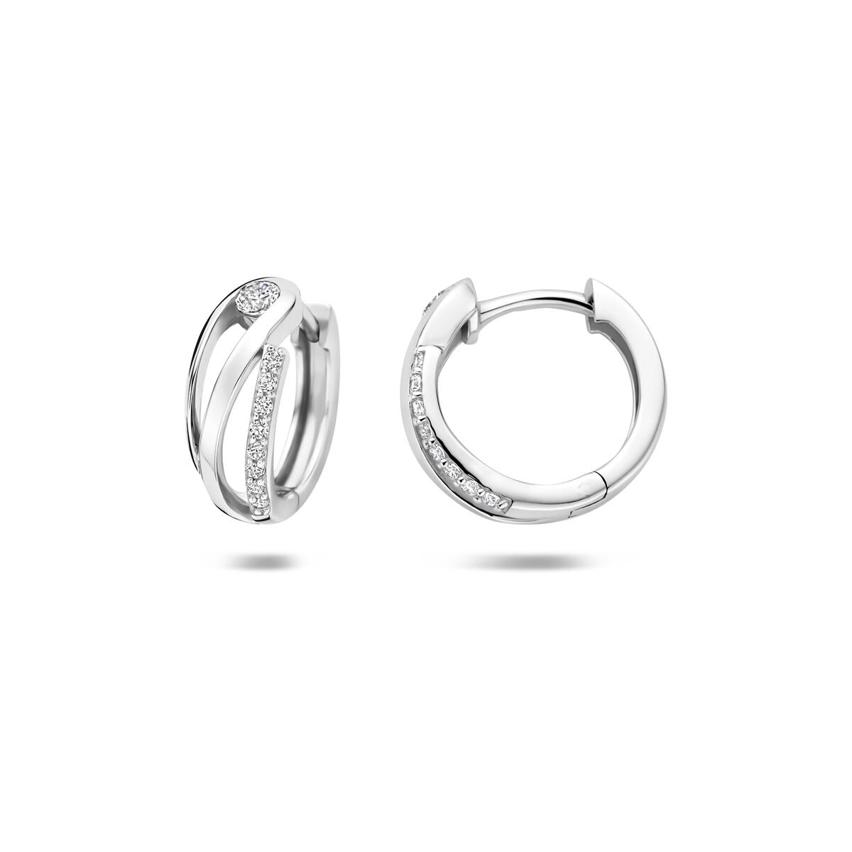 Orecchini a cerchio in argento con zirconia – rodiati 925